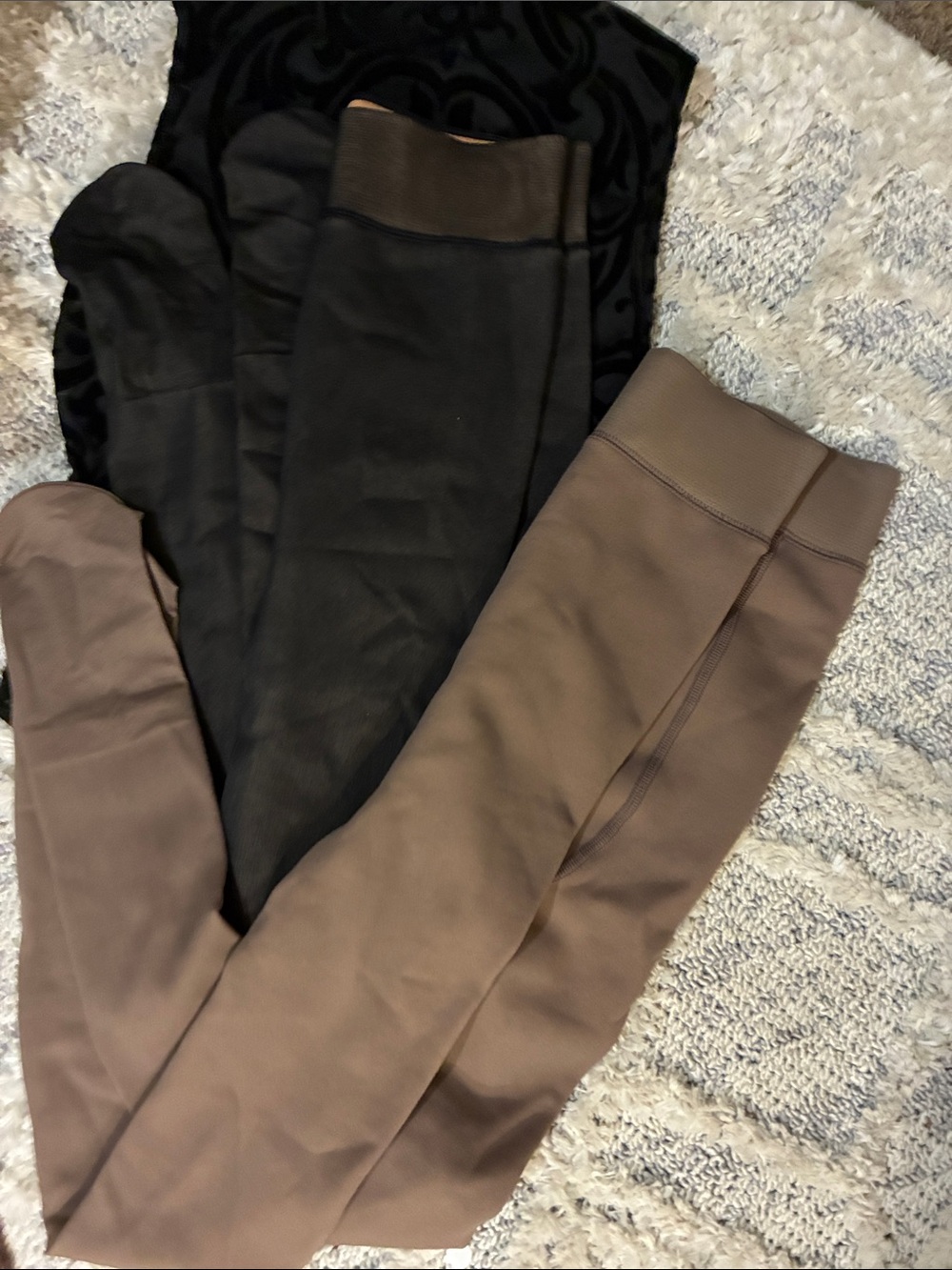 Women's High-Waist footed Tights- in Taupe and Black (sheer/fur lined)